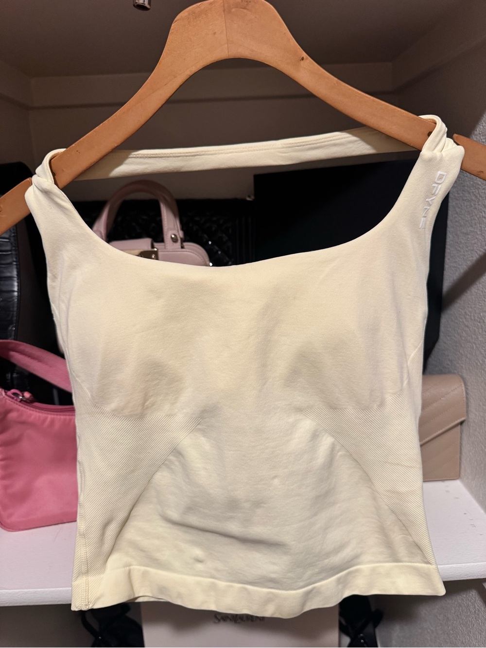 Cream Ribbed Square-Neck Tank Top